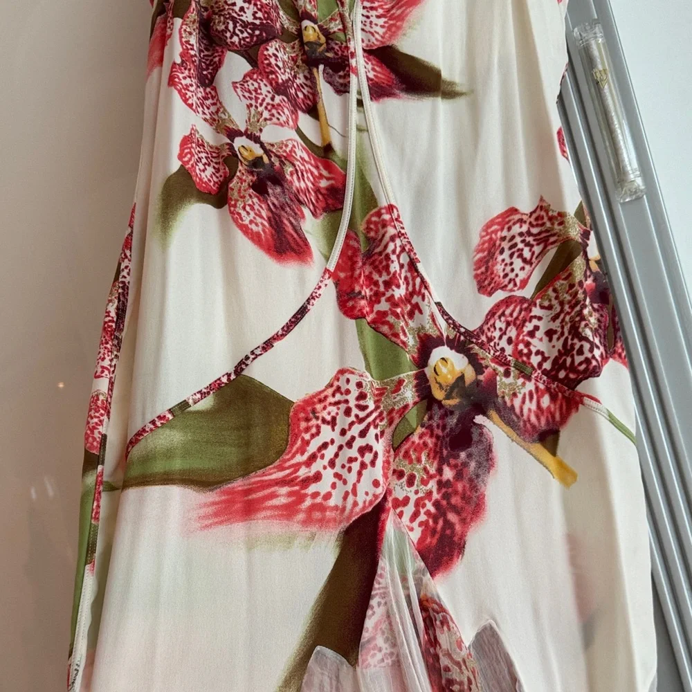 Roberto Cavalli Gorgeous Orchid Floral Sleeveless Gown NEW - Picture 4 of 15